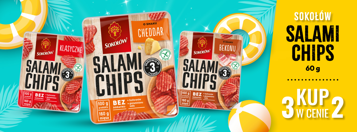 Sokołów Salami Chips - kup 3 opakowania w cenie 2