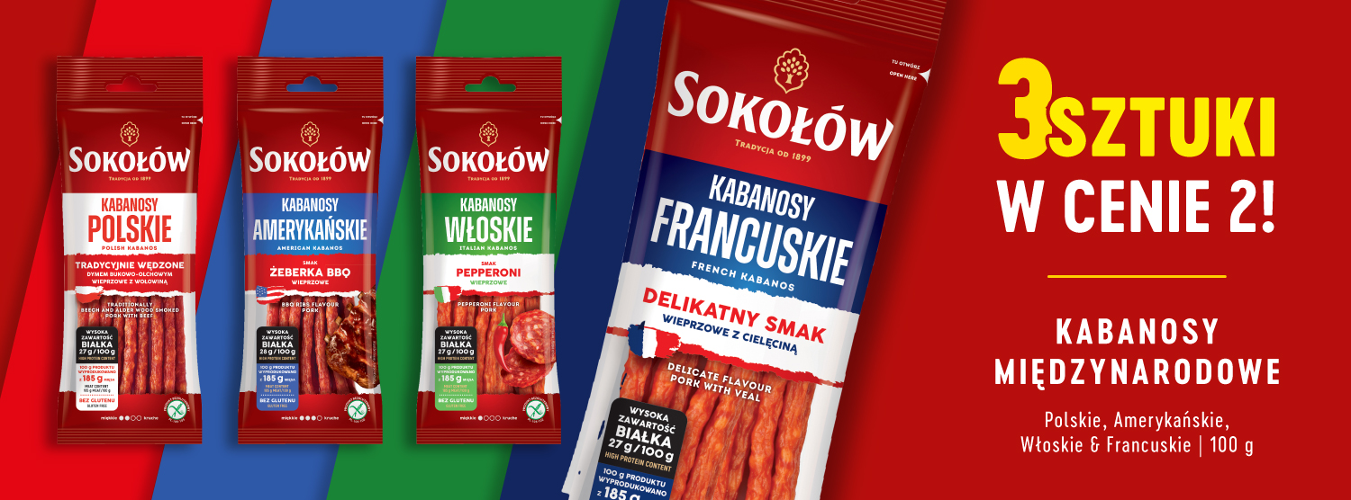 Sokołów kabanosy międzynarodowe - kup 3, zapłać za 2