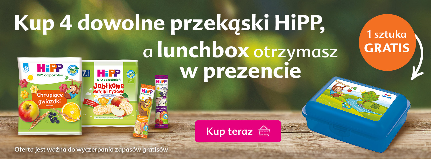 Kup 4 dowolne przekąski Hipp a lunchbox dostaniesz w prezencie	