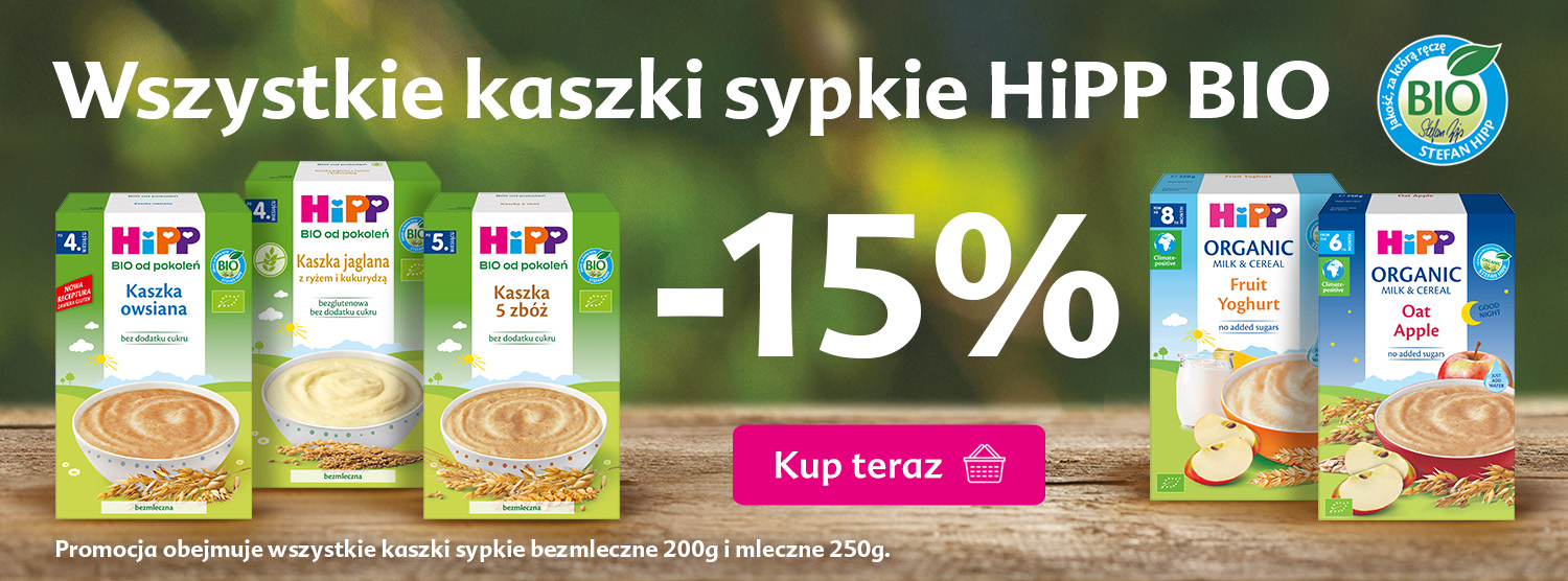 Hipp wszystkie kaszki sypkie - 15% rabatu po dodaniu do koszyka