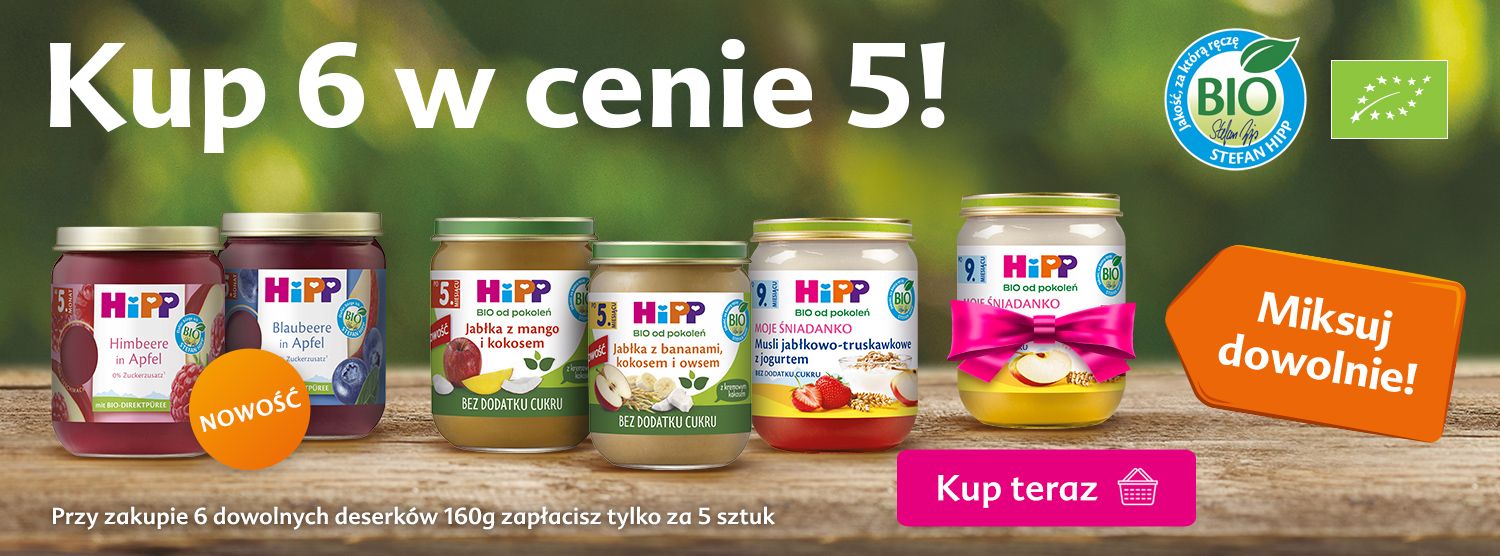 Hipp słoiki 160 g - 6 w cenie 5