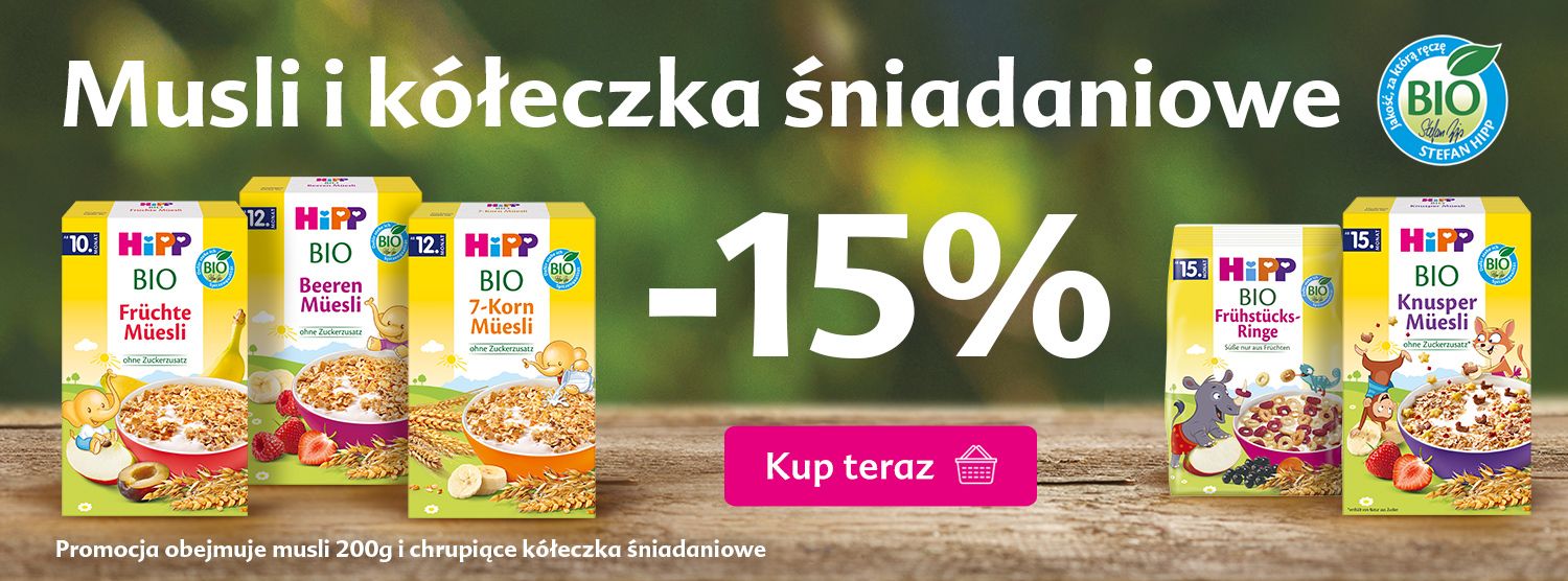 Hipp musli i kółeczka - 15% rabatu