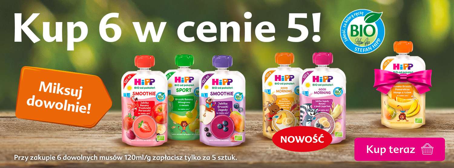 Hipp musy 120 g - kup 6 w cenie 5