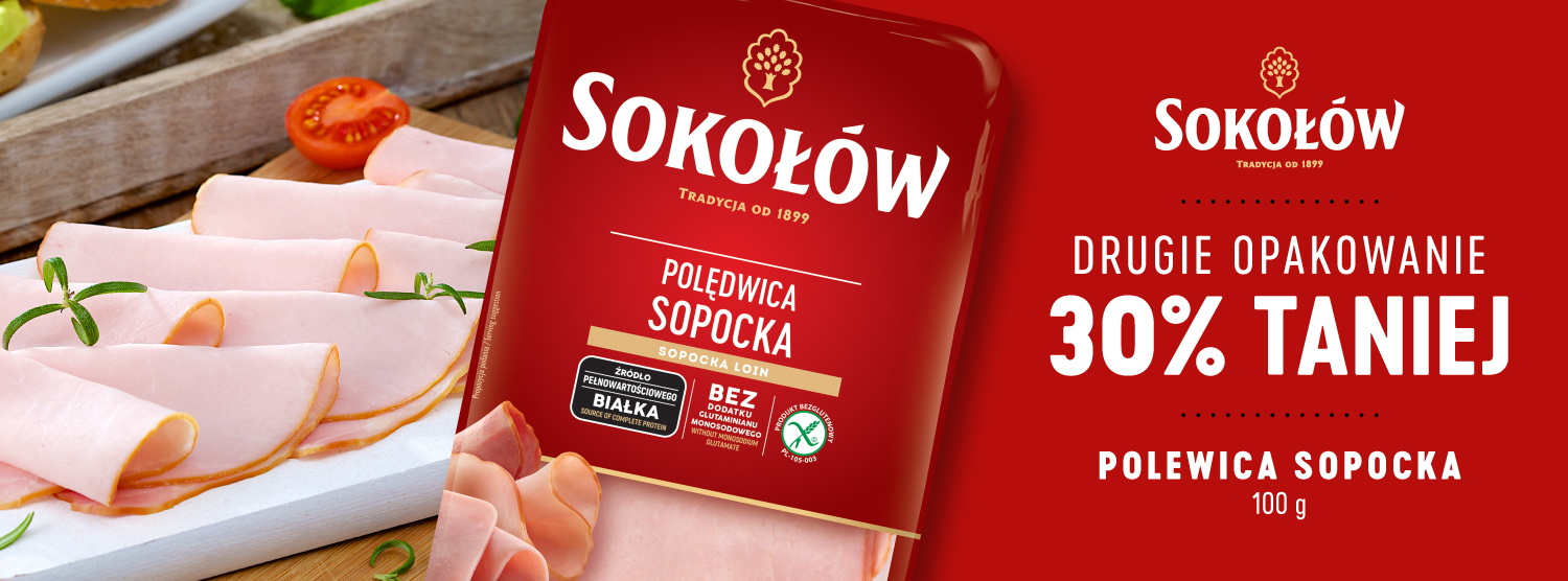Sokołów polędwica sopocka 100 g - drugie opakowanie 30% taniej