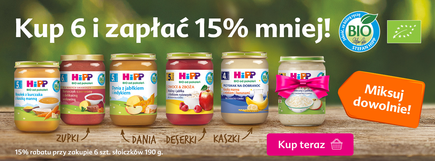 Hipp słoiki 190 g - 15% rabatu przy zakupie minimum 6 sztuk