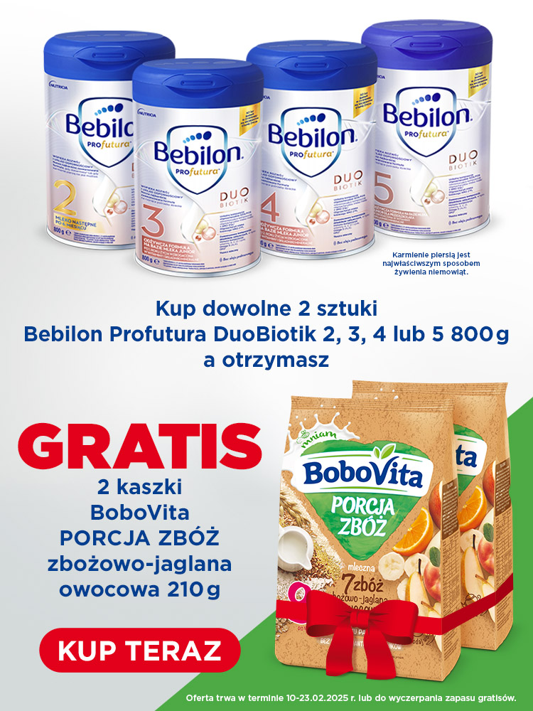 Bebilon Profutura 800g - kup dowolne 2 sztuki, otrzymasz 2 kaszki gratis