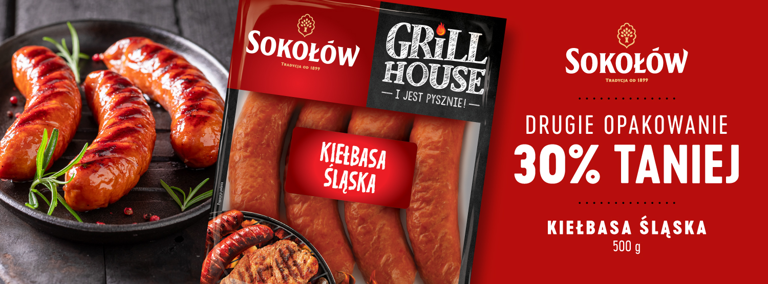 Sokołów Kiełbasa Śląska 500g - drugie opakowanie 30% taniej