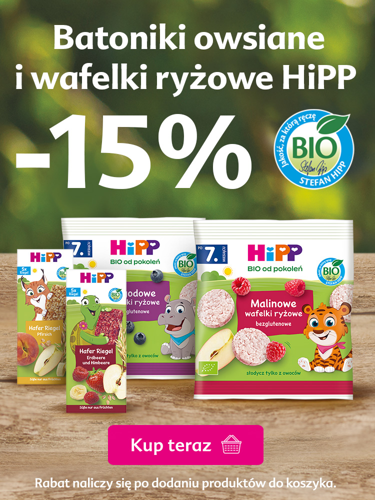 Hipp wafelki ryżowe i batoniki 5 x 20 g - 15% rabatu po dodaniu do koszyka